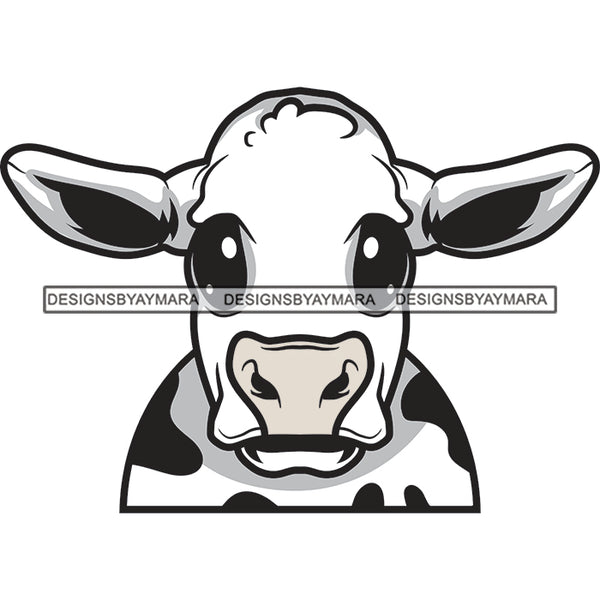 Cute Cow Head Animal Mammal Milk SVG PNG JPG Cut Files For Silhouette Cricut and More!