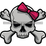 Cute Female Skull Bow Head Skeleton Dead Death Tattoo Ideas SVG PNG JPG Cut Files For Silhouette Cricut and More!