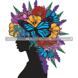 Woman Silhouette Flowers Butterfly Head Artistic Vector Designs SVG PNG JPG Cut Files For Silhouette Cricut and More!