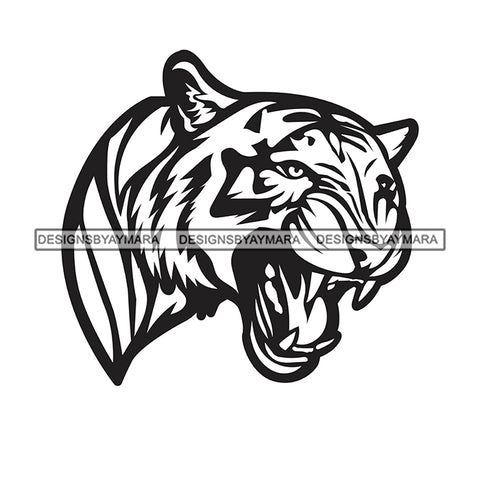 Tiger Head Bengal Head Mammal Carnivore Animal Stripes SVG PNG JPG Cut Files For Silhouette Cricut and More!