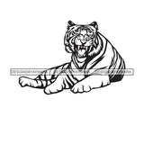 Tiger Bengal Growling Mammal Carnivore Animal Stripes SVG PNG JPG Cut Files For Silhouette Cricut and More!