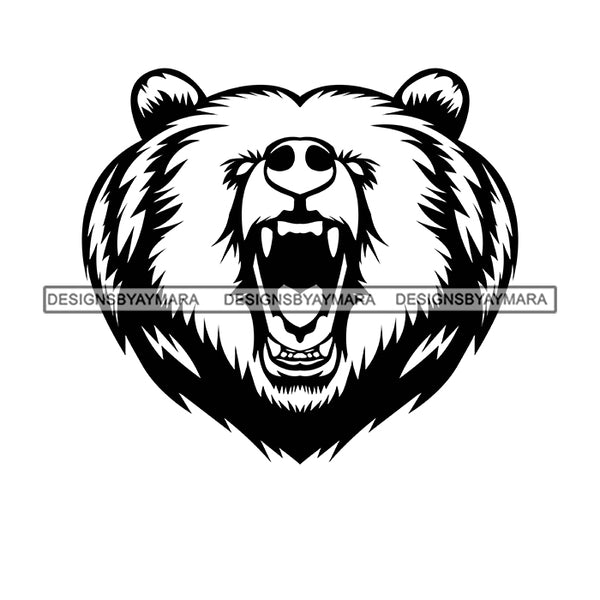 Bear Growling Scary Mammal Aggressive Animal Danger Power Strength Mascot SVG PNG JPG Cut Files For Silhouette Cricut and More!