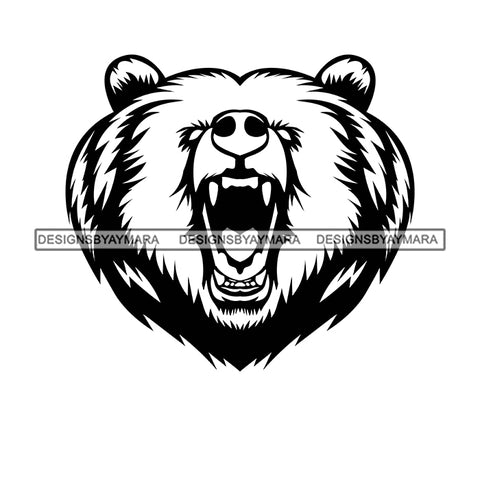 Bear Growling Scary Mammal Aggressive Animal Danger Power Strength Mascot SVG PNG JPG Cut Files For Silhouette Cricut and More!