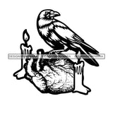 Raven Heart Dead Death Candles Dark Tattoo Ideas SVG PNG JPG Cut Files For Silhouette Cricut and More!