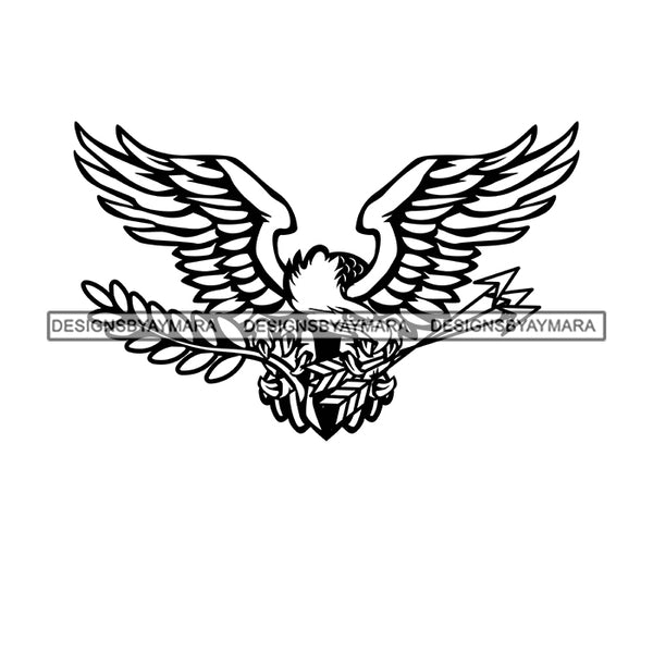 Eagle Flying USA Mascot Branch Symbol Wings SVG PNG JPG Cut Files For Silhouette Cricut and More!