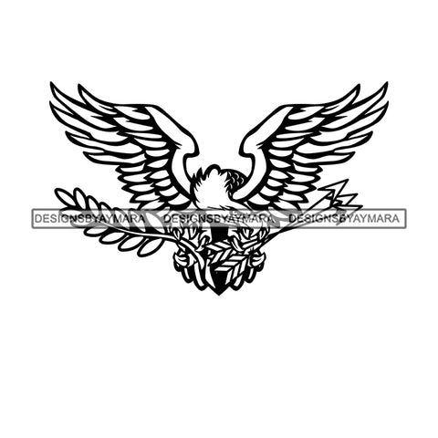 Eagle Flying USA Mascot Branch Symbol Wings SVG PNG JPG Cut Files For Silhouette Cricut and More!