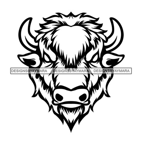 Bull Head Mammal Aggressive Animal Horns SVG PNG JPG Cut Files For Silhouette Cricut and More!