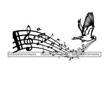 Bird Flying Caring Music Notes Tattoos Ideas Musical Loves Classic SVG PNG JPG Cut Files For Silhouette Cricut and More!