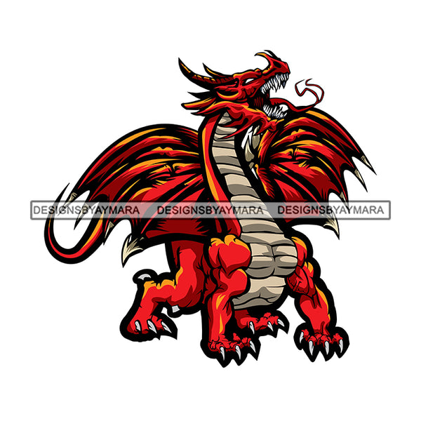 Red Dragon Fire Power Fantasy SVG PNG JPG Cut Files For Silhouette Cricut and More!