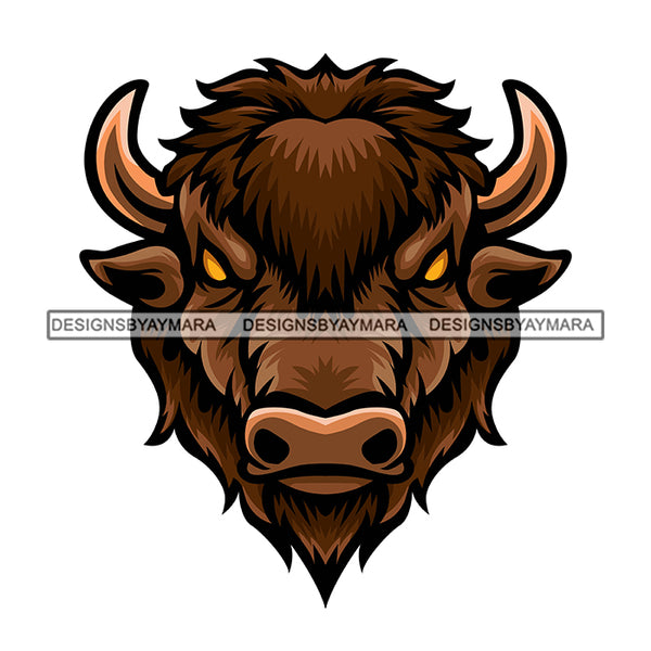 Bull Head Mascot Wild Animal Mammal Wildlife SVG PNG JPG Cut Files For Silhouette Cricut and More!