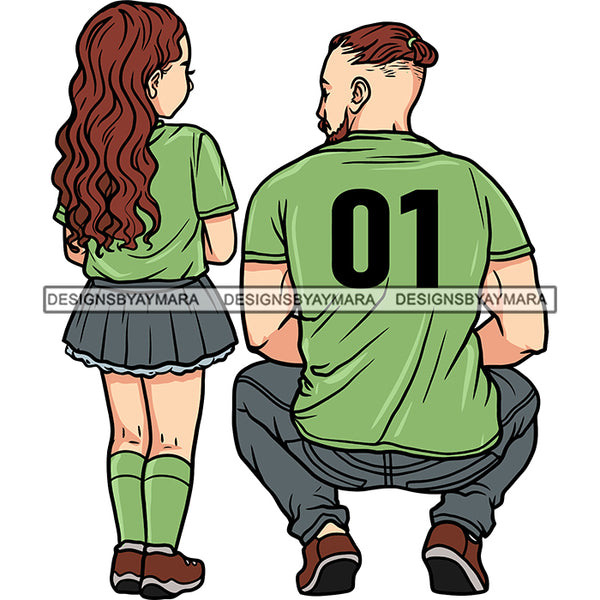 Happy Father's Day Dad Daughter My Hero Parenting Family Together Sports Jersey SVG JPG PNG Vector Clipart Cricut Silhouette Cut Cutting