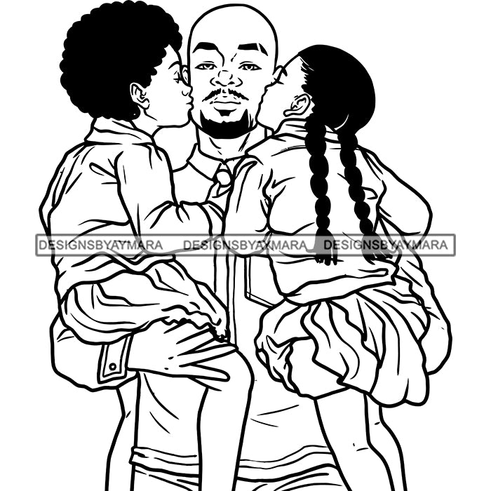 Father Daughters Kissing Dad Sweet Moments Family Caring Loving Parent ...