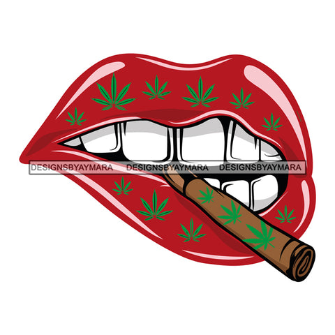 Marijuana Lips Blunt Joint Cannabis Getting High Stoned Life SVG Cutting Layered Files