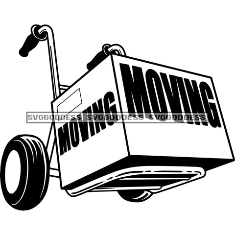 Moving Dolly Cart Movers Packing Delivery Shipping B/W SVG JPG PNG Vector Clipart Cricut Silhouette Cut Cutting1
