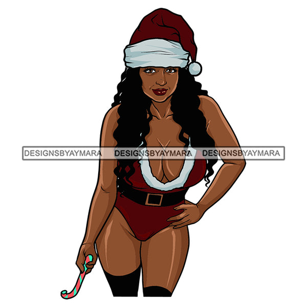 Sexy Melanin Wearing Santa Hat Erotic Outfit Merry Christmas Happy Holyday Santa Outfit SVG PNG JPG Cut Files For Silhouette Cricut and More!