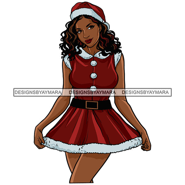 Pretty Melanin Wearing Santa Outfit Sexy Woman Nubian Merry Christmas Happy Holyday Santa Outfit SVG PNG JPG Cut Files For Silhouette Cricut and More!