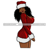 Sexy Melanin Wearing Christmas Clothes Nubian Merry Christmas Happy Holyday Santa Outfit Santa Hat SVG PNG JPG Cut Files For Silhouette Cricut and More!