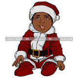 Melanin Black Baby Boy Wearing Santa Clothes Infant Newborn Merry Christmas Happy Holyday Santa Outfit Santa Hat SVG PNG JPG Cut Files For Silhouette Cricut and More!