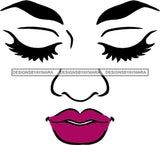 Face Eyelashes Purple Lips SVG JPG PNG Vector Clipart Cricut Silhouette Cut Cutting1