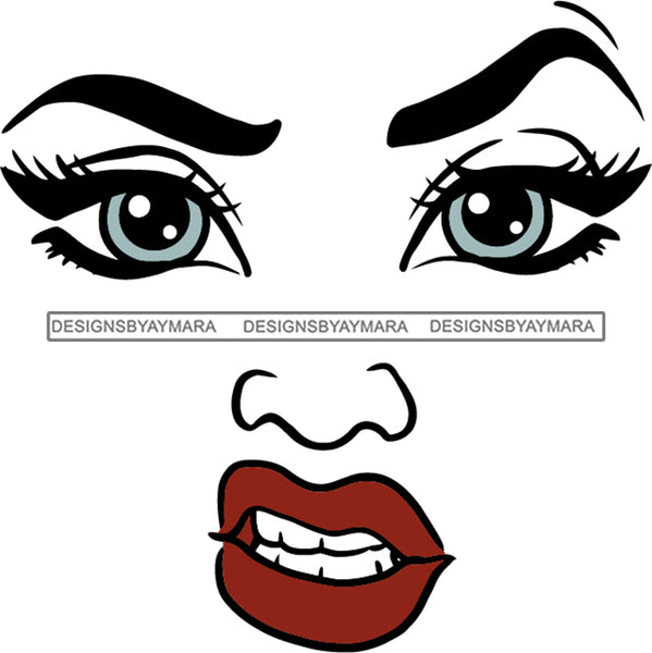 Face Green Eyes Wide Open Red Snarling Lips SVG JPG PNG Vector Clipart Cricut Silhouette Cut Cutting1