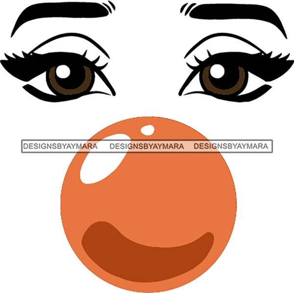 Afro Black Woman Face Outline Bubble Gum Dark Eyes SVG Cutting Files For Silhouette Cricut More