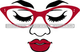 Face Red Glasses Eyelashes Red Lips SVG JPG PNG Vector Clipart Cricut Silhouette Cut Cutting1