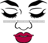 Face Eyelashes Red Lips SVG JPG PNG Vector Clipart Cricut Silhouette Cut Cutting1