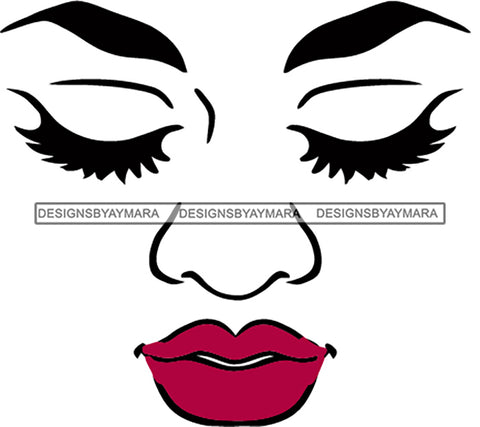 Face Eyelashes Red Lips SVG JPG PNG Vector Clipart Cricut Silhouette Cut Cutting1