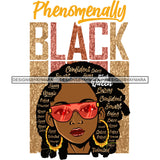 Afro Woman Hair Quotes Phenomenally Black Sunglasses Melanin Popping Hipster Girl Afro Hairstyle SVG JPG PNG Layered Cutting Files For Silhouette Cricut and More