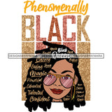 Afro Woman Hair Quotes Phenomenally Black Sunglasses Melanin Popping Dreadlocks Hairstyle SVG JPG PNG Layered Cutting Files For Silhouette Cricut and More