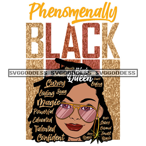 Phenomenally Black Queen Powerful Locs SVG JPG PNG Vector Clipart Cricut Silhouette Cut Cutting1