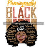 Afro Woman Hair Quotes Phenomenally Black Sunglasses Melanin Popping Afro Hairstyle SVG JPG PNG Layered Cutting Files For Silhouette Cricut and More