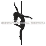 Pole Dancer Woman Fitness Posing Performance Acrobat Pole Dancing Poledance Athletic Gymnast Vector Designs For T-Shirt and Other Products SVG PNG JPG Cutting Files For Silhouette Cricut and More!