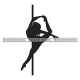 Pole Dancer Woman Fitness Posing Performance Acrobat Pole Dancing Poledance Athletic Gymnast Vector Designs For T-Shirt and Other Products SVG PNG JPG Cutting Files For Silhouette Cricut and More!