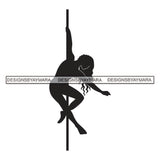 Pole Dancer Woman Fitness Posing Performance Acrobat Pole Dancing Poledance Athletic Gymnast Vector Designs For T-Shirt and Other Products SVG PNG JPG Cutting Files For Silhouette Cricut and More!