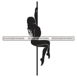 Pole Dancer Woman Fitness Posing Performance Acrobat Pole Dancing Poledance Athletic Gymnast Vector Designs For T-Shirt and Other Products SVG PNG JPG Cutting Files For Silhouette Cricut and More!