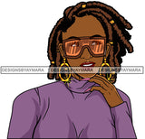 Afro Girl Babe Hoop Earrings Cute Sunglasses Long Nails Dreadlocks Hair Style SVG Cutting Files For Silhouette Cricut