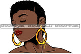 Afro Girl Babe Bamboo Hoop Earrings Sexy Profile Short Hair Style SVG Cutting Files For Silhouette Cricut
