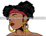 Afro Girl Babe Bamboo Hoop Earrings Sexy Profile Pigtails Hair Style SVG Cutting Files For Silhouette Cricut