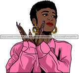 Afro Girl Babe Hoop Earrings Sexy Long Nails Clapping Short Hair Style SVG Cutting Files For Silhouette Cricut