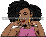 Afro Girl Babe Hoop Earrings Cute Long Nails Afro Hair Style SVG Cutting Files For Silhouette Cricut