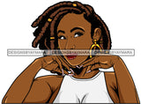Afro Girl Babe Hoop Earrings Cute Long Nails Dreadlocks Hair Style SVG Cutting Files For Silhouette Cricut