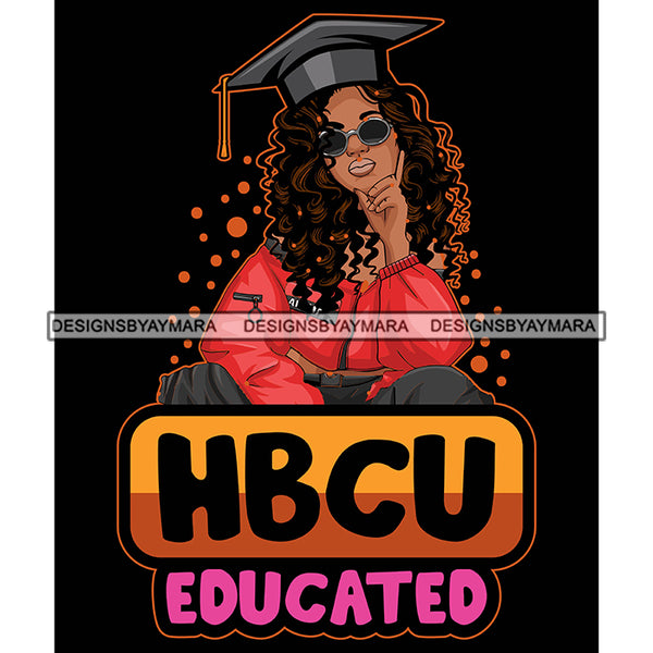 Pretty Black Woman Squatting Successful Educated Sunglasses Black Background SVG JPG PNG Vector Clipart Cricut Silhouette Cut Cutting