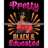 Pretty Black Woman Squatting Successful Smart Sunglasses Black Background SVG JPG PNG Vector Clipart Cricut Silhouette Cut Cutting