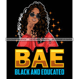 Pretty Afro Woman Educated Intelligent Strong Long Curly Hairstyle Black Background SVG JPG PNG Vector Clipart Cricut Silhouette Cut Cutting