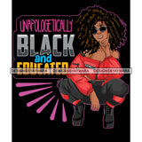 Pretty Melanin Woman Squatting Intelligent Strong Natural Afro Hairstyle Black Background SVG JPG PNG Vector Clipart Cricut Silhouette Cut Cutting