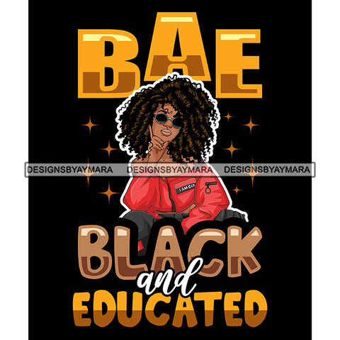 Pretty Woman Squatting Educated Sunglasses Natural Afro Hairstyle Black Background SVG JPG PNG Vector Clipart Cricut Silhouette Cut Cutting