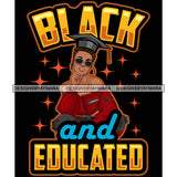 Pretty Woman Squatting Educated Wearing Graduation Cap Black Background SVG JPG PNG Vector Clipart Cricut Silhouette Cut Cutting