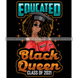 Pretty Afro Woman Educated Graduation Cap Natural Afro Hairstyle Black Background SVG JPG PNG Vector Clipart Cricut Silhouette Cut Cutting
