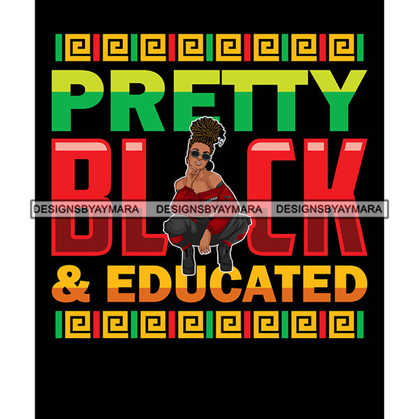 Pretty Afro Woman Squatting Educated Updo Hairstyle Rasta Black Background SVG JPG PNG Vector Clipart Cricut Silhouette Cut Cutting
